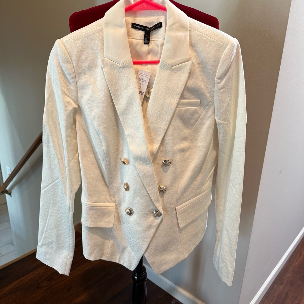 White House Black Market White Textured Blazer - New!
